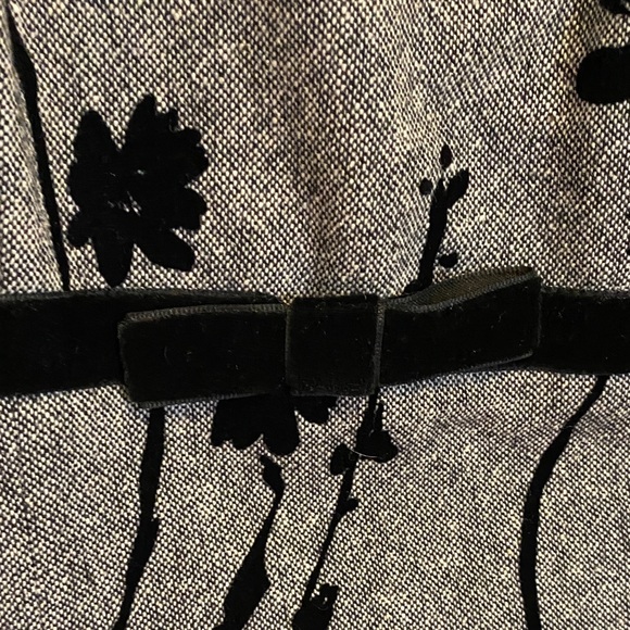 Wool silk blend midi dress with floral velvet burnout black gray sleeveless - Picture 3 of 15